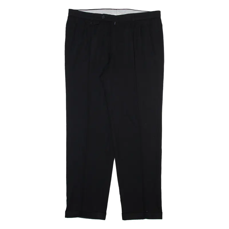 GINO RIZZI Mens Trousers Black Relaxed Straight Wool W36 L31