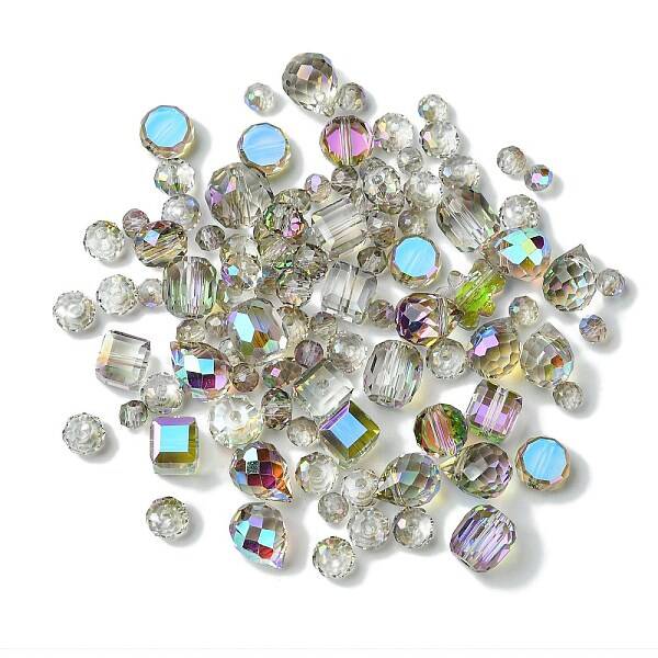 114Pcs Transparent Electroplate Glass Beads