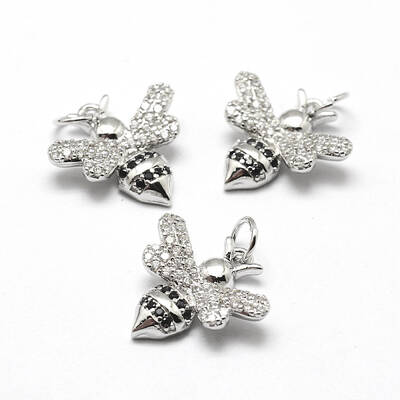Brass Micro Pave Grade AAA Cubic Zirconia Charms