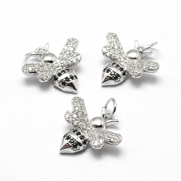 Brass Micro Pave Grade AAA Cubic Zirconia Charms