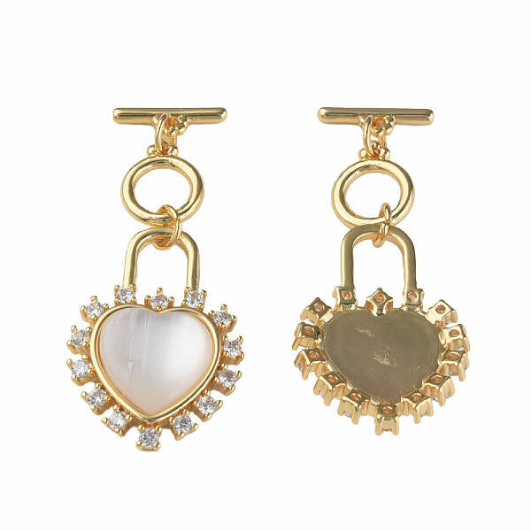 Brass Micro Pave Clear Cubic Zirconia Toggle Clasps