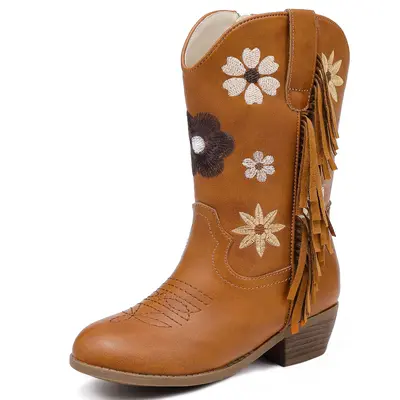 Girls Cowboy Boots Toddler Cowgirl Floral Embroidered Fringe Little Kids Western Boots Girl Riding Boot Birthday Party