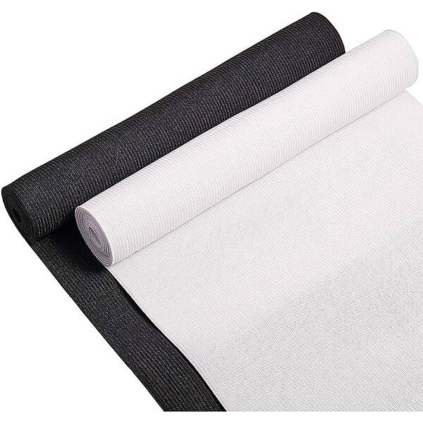BENECREAT 8-Inch Wide by 2-Yard Flat Elastic Black and White Heavy Stretch Knit for Sewing Project