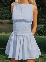 Women's Striped Print Dress, Elegant Casual Chic Sleeveless Dress for Summer, Ladies Clothes for Daily Wear