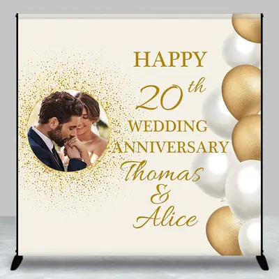 Aperturee Balloon Custom 20Th Wedding Anniversary Backdrop | Happy Anniversary Backdrop | Wedding Anniversary Backdrop | Happ...