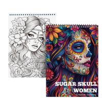 Sugar Skull Theme Creative Expression Coloring Book, 1/5 Counts 24 Pages Thick A4 Paper Spiral Color Handcraft Book, Gift Ide...