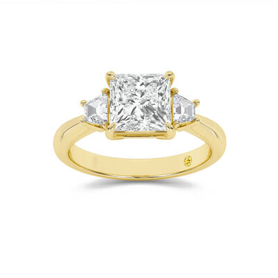 Nova Three Stone Princess Cut Lab Grown Diamond Engagement Ring | 10K Yellow Gold 2 1/3 CT. TW.