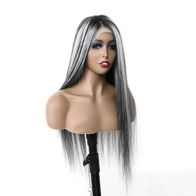Silver Highlight Straight Mixed Color 4*4 & 13*4 Lace Wig
