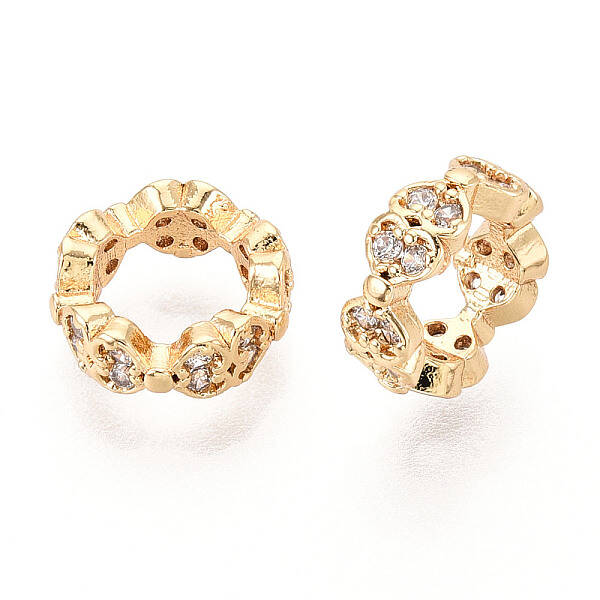 Brass Micro Pave Clear Cubic Zirconia European Beads