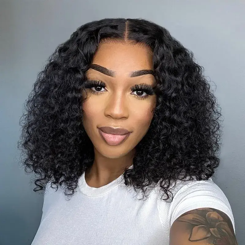 Megalook Water Wave Wear Go Glueless Bob Wigs Bleached Knots Pre Cut Lace 6x6x2 HD Human Hair Air Wigs Pre-plucked