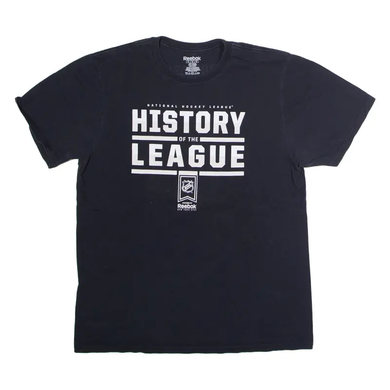 REEBOK NHL History Of The League Mens T-Shirt Black USA Crew Neck L
