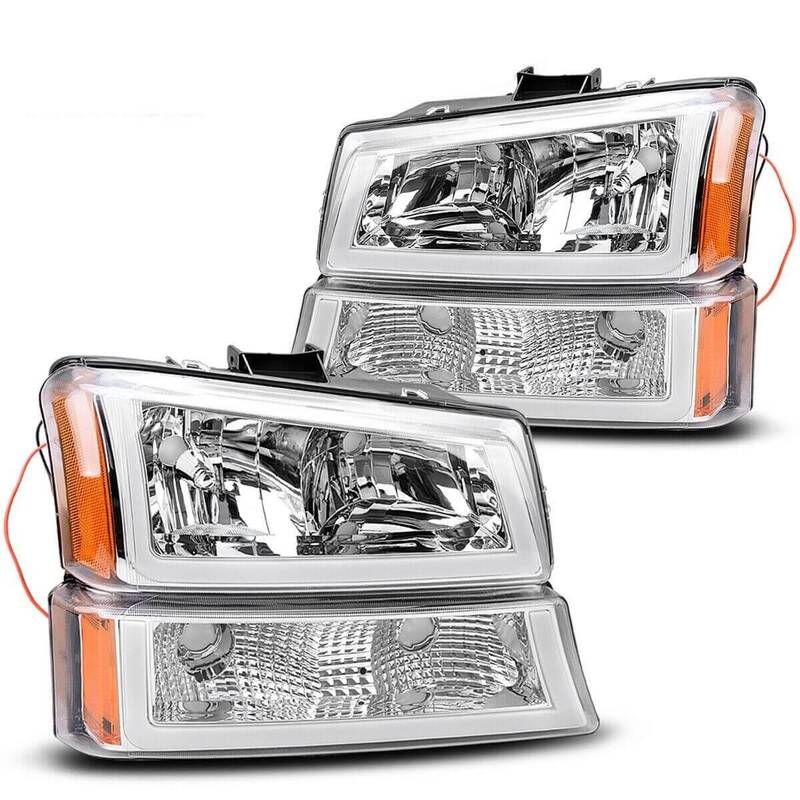 YITAMOTOR® 03-06 DRL Chevy Silverado Avalanche Chrome Housing Headlight Assembly