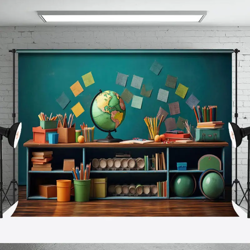 Colorful Pencil Globe Retro Wall Backdrop For Photo - Aperturee