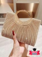 Women's Elegant Rhinestone Decorated Evening Bag, Exquisite Trendy Clutch Bag, Fashionable Bag for Party Decoration