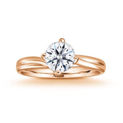 18K Gold Round Shaped Moissanite Personalized Classic Name Engagement Ring