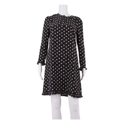 J.CREW All Over Star Print Womens Shift Dress Black Silk Knee Length XS