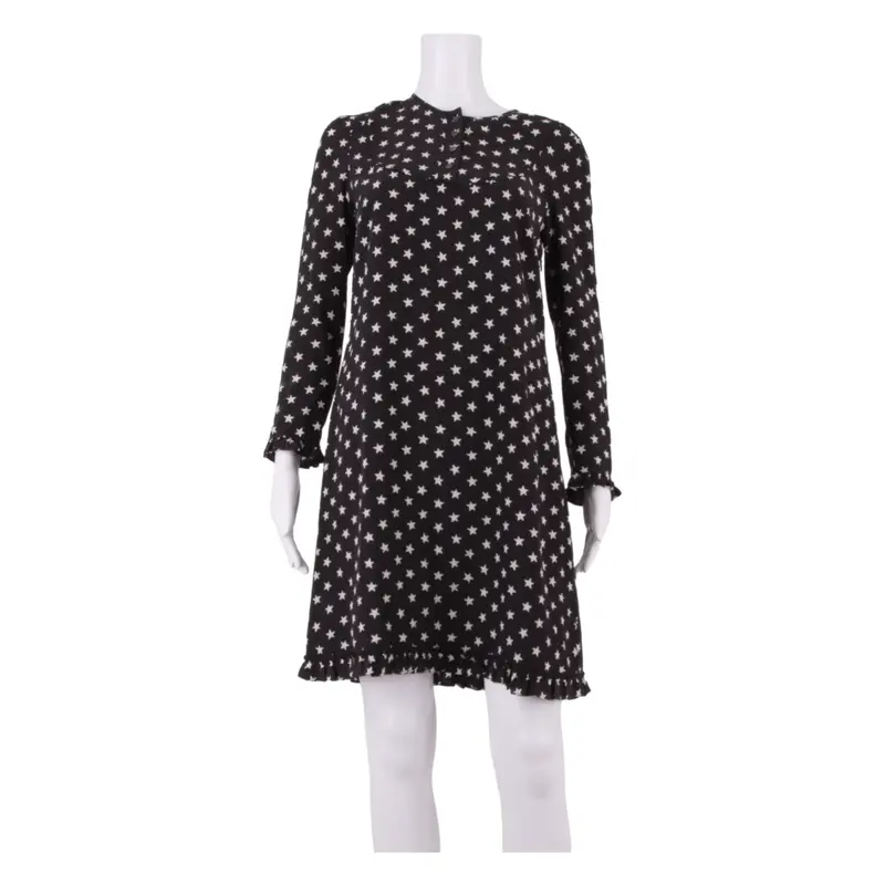 J.CREW All Over Star Print Womens Shift Dress Black Silk Knee Length XS
