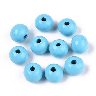 Spray Painted Round Natural Schima Wood Beads