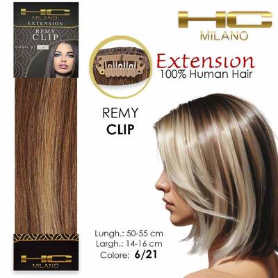 Hc milano natural hair 3 clips 1 strip remy width 14-16cm length 55cm col.6/21