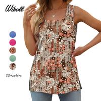WIHOLL Summer Tank Tops for Women Square Neck Loose Fit Casual Fashion Flowy Sleeveless
