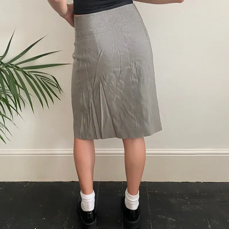 Armani Mini Skirt - 26W UK 6 Grey Linen Blend