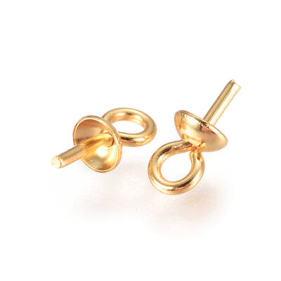304 Stainless Steel Cup Pearl Peg Bails Pin Pendants
