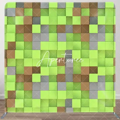 Aperturee Green Brown Pixel Game Square Double-Sided Backdrop, 6X6FT(1.8X1.8M), 111 USD, square double-sided backdrops, DSZH0...