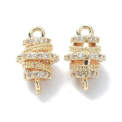 Brass Micro Pave Clear Cubic Zirconia Connetor Charms