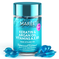 Keratin Hair Styling Serum MAREE for Frizzy & Dry Hair - Keratin Styling & Moisturizing Oil Capsules with Avocado, Jojoba & A...