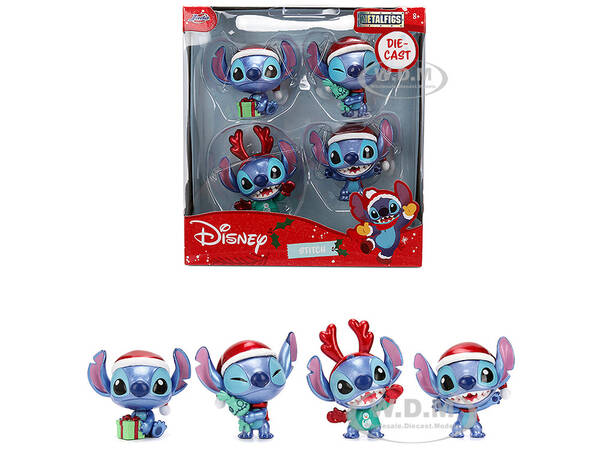 Set of 4 Diecast Figures Disney's Stitch Christmas Edition Metalfigs Series by Jada