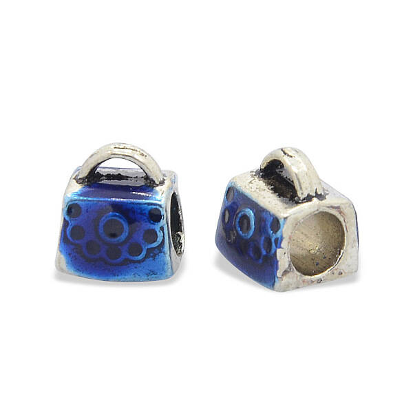 Antique Silver Tone Alloy Enamel European Beads