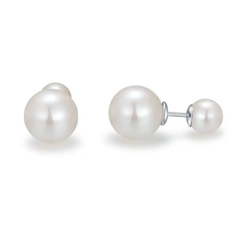 Sterling Silver Circular Shaped Pearl Round Stud Earrings