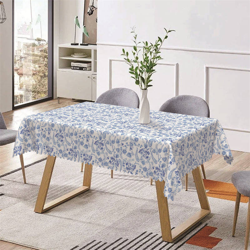 Dense Blue White Porcelain Rectangle Tablecloth - Aperturee