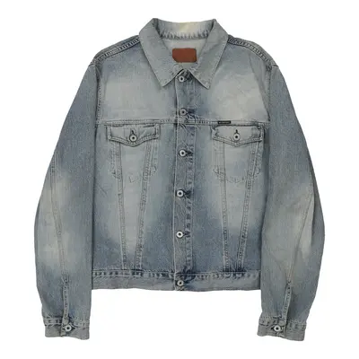 Don't Worry Be Happy Energie Graphic Denim Jacket - XL Blue Cotton