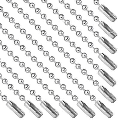 Beebeecraft 24Pcs 304 Stainless Steel Bead Chains 27.56 Inch Ball Chain 2.4mm Diameter Dog Tag Metal Chain for Jewelry Findin...