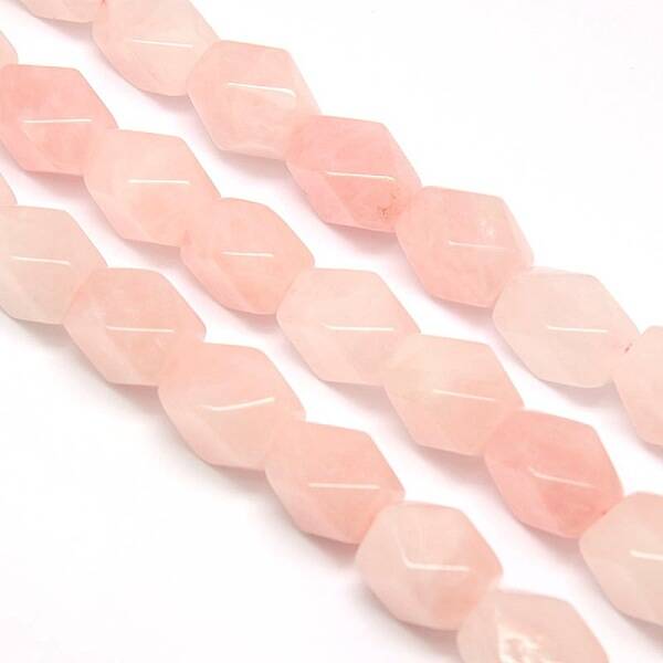Natural Rose Quartz Faceted Rhombus Beads Strands