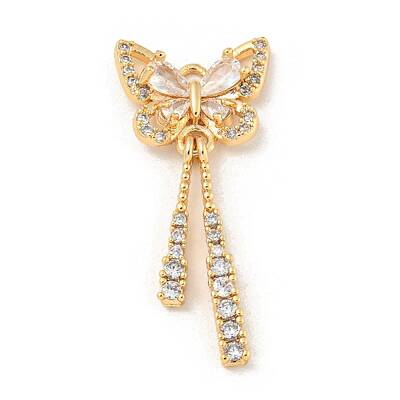 Brass Micro Pave Clear Cubic Zirconia Pendants