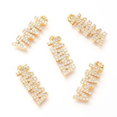 Brass Micro Pave Clear Cubic Zirconia Pendants