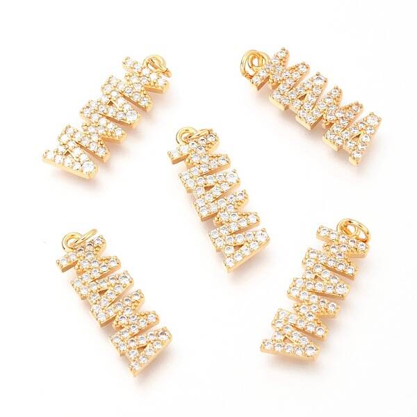 Brass Micro Pave Clear Cubic Zirconia Pendants