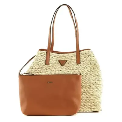 Guess, Vikky, Fabric Handbag, Large Tote, Natural/Cognac, 205222, 50 x 34 x 3 cm