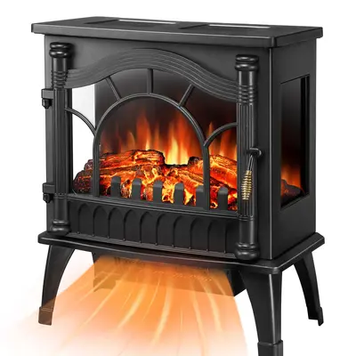 R.W.FLAME Electric Fireplace Heater, Freestanding Fireplace Infrared Stove 1000W/1500W, 3D Realistic Flame Effects, Adjustabl...