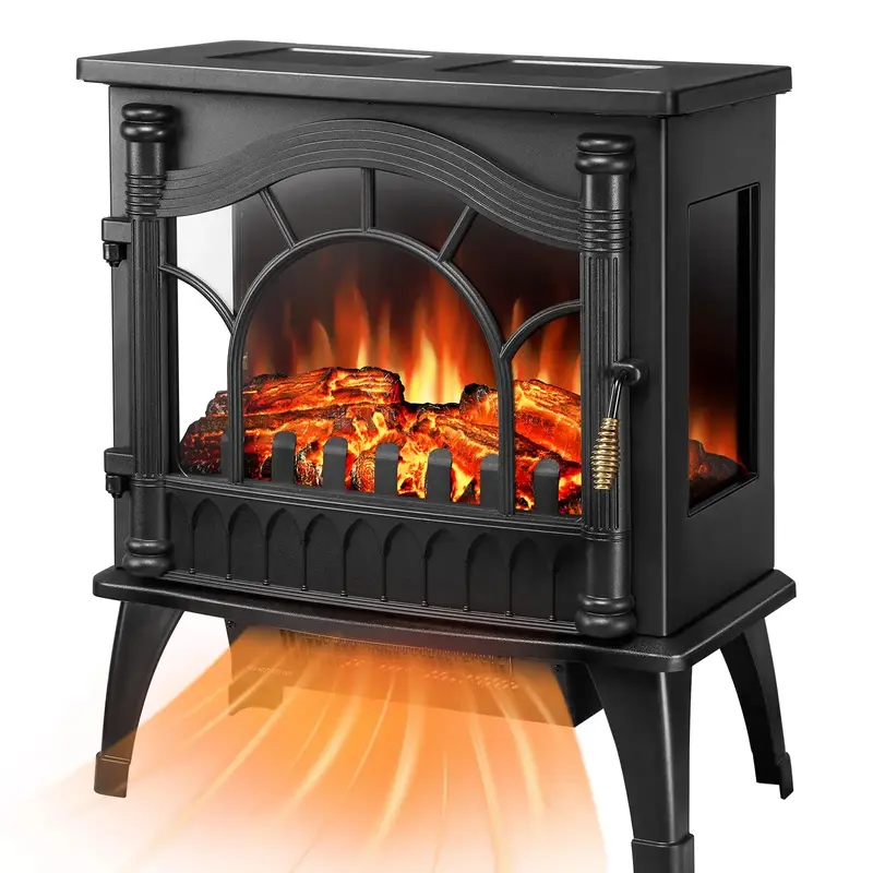 R.W.FLAME Electric Fireplace Heater, Freestanding Fireplace Infrared Stove 1000W/1500W, 3D Realistic Flame Effects, Adjustabl...
