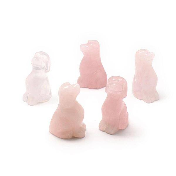 Natural Rose Quartz Puppy Home Display Decorations