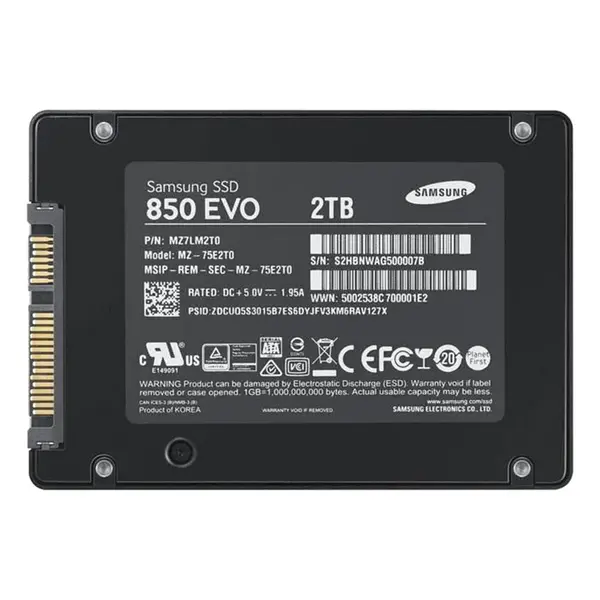 MZ7LM2T0 Samsung 850 EVO Series 2TB 2.5-inch 6GB/s SATA 2GB Cache V-NAND 3bit MLC Solid State Drive
