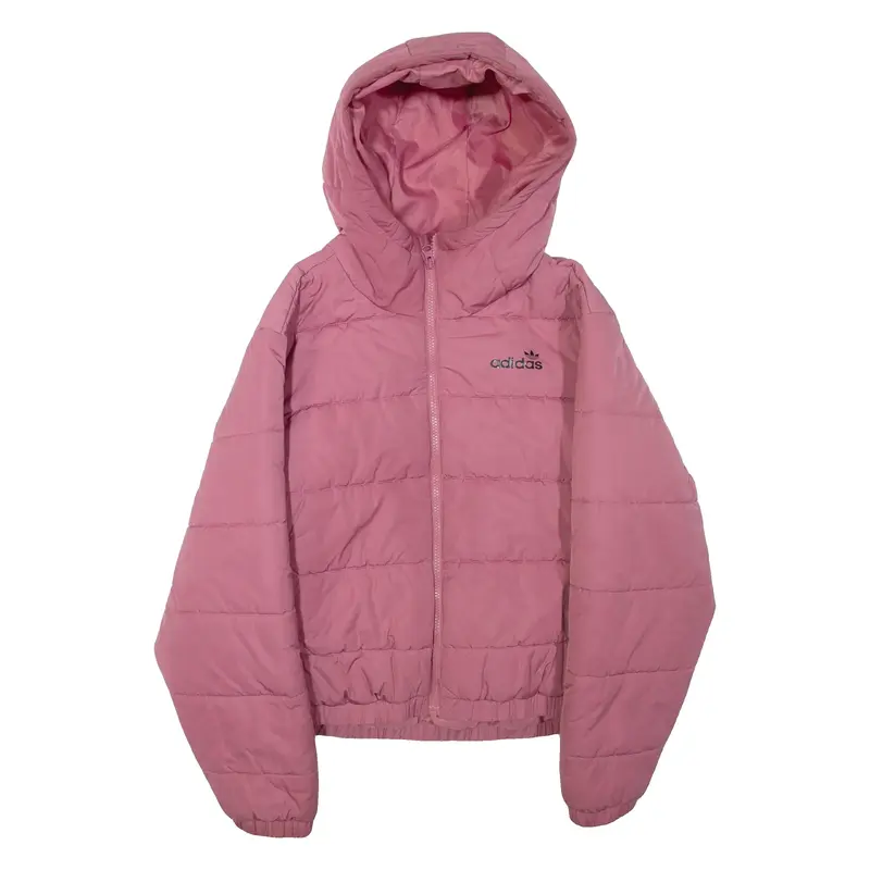 ADIDAS Womens Puffer Jacket Pink Hooded UK 10