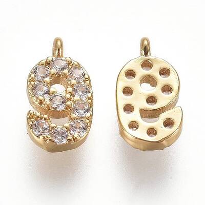 Brass Micro Pave Clear Cubic Zirconia Charms