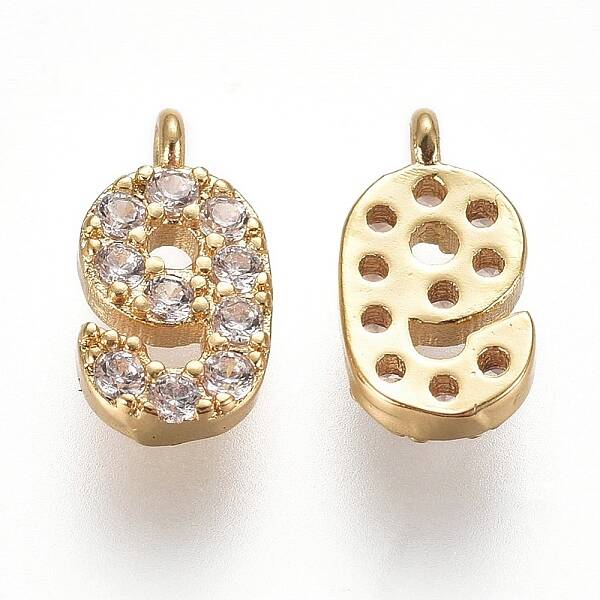 Brass Micro Pave Clear Cubic Zirconia Charms