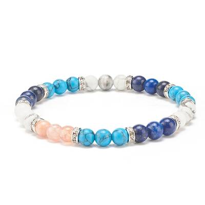 Natural Lapis Lazuli(Dyed) & Gemstone Round Beaded Bracelet for Women