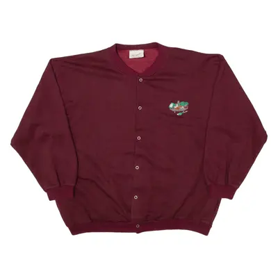 ROYALE Button Up Vegetable Basket Sweatshirt Maroon Mens L