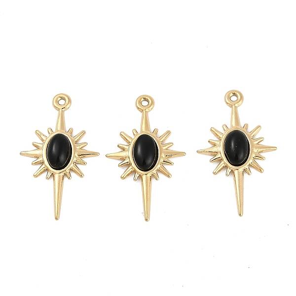 Natural Black Onyx(Dyed & Heated) Sun Pendants